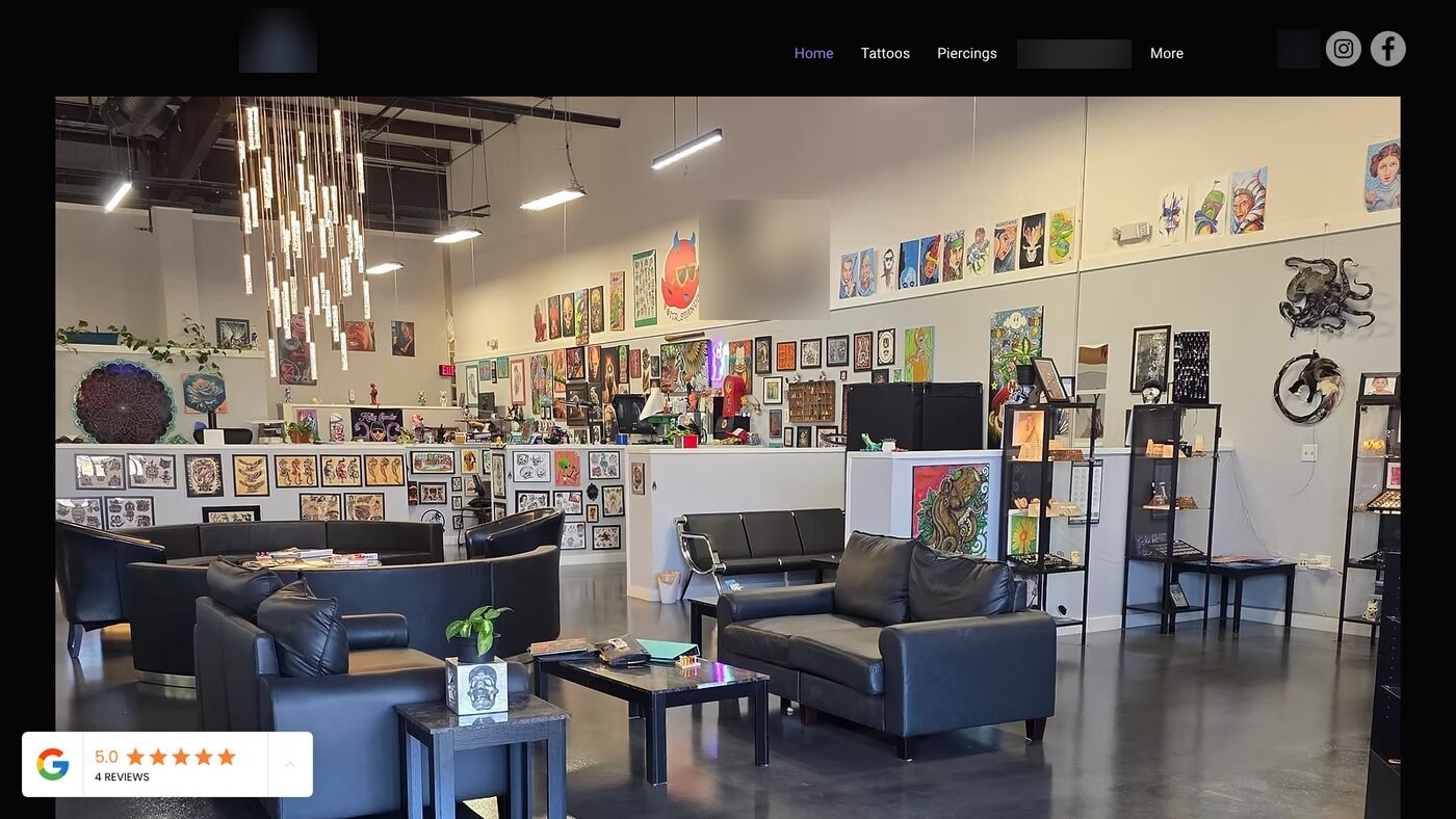 The tattoo studio's site before