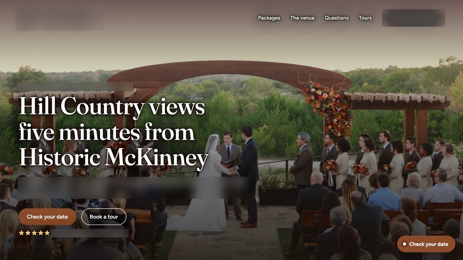The site we built for a wedding venue